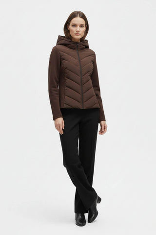 Hooded puffer jacket with sleek silhouette for women | Caurelle