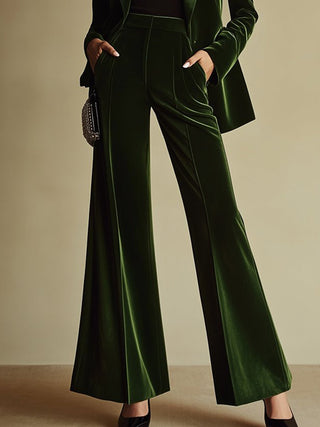 High-End Retro Velvet Two-Piece Suit | Emerald