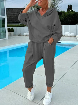 Cosy hooded sweatshirt everyday set for women | Hazel