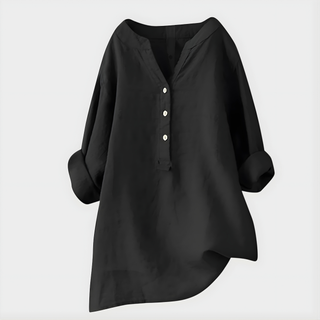 Elegant V-neck blouse with relaxed silhouette for women | Veronique