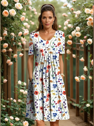 Elegant floral tummy-coverage dress for women | Marianne