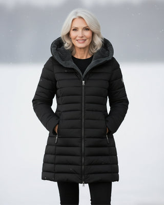 Warm hooded puffer winter coat for women | Olivia