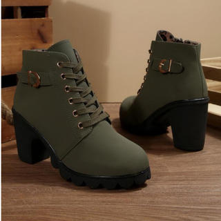 Chic lace-up chunky ankle boots for women | Katni