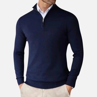 Classic cashmere quarter-zip everyday jumper for men