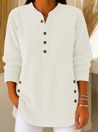 Relaxed button henley everyday tunic for women | Eden