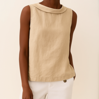 Sleeveless Roll Collar Top | Maria