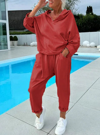Cosy hooded sweatshirt everyday set for women | Hazel