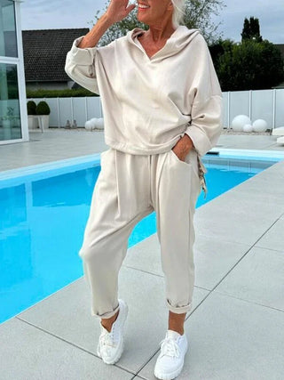 Cosy hooded sweatshirt everyday set for women | Hazel
