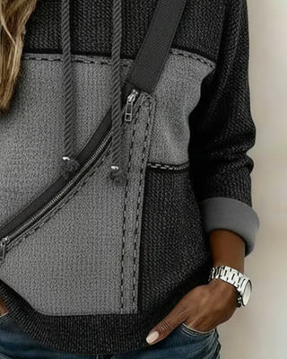 Relaxed colour-block casual hoodie for women