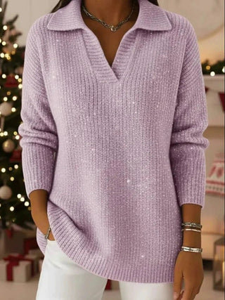 Classic polo-neck everyday knit sweater for women | Léonie