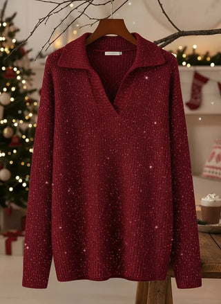 Classic polo-neck everyday knit sweater for women | Léonie