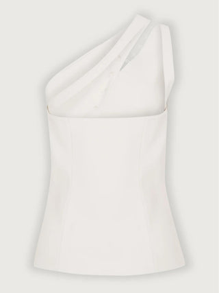 One-shoulder button-detail everyday top for women | Dione