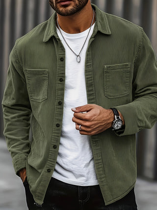 Classic textured cord everyday overshirt for men | Ellison