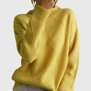 Geometric Turtleneck Sweater – Refined Modern Silhouette | Angela
