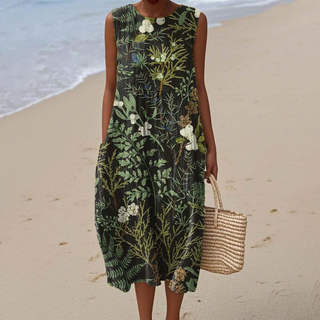 Artistic sleeveless dress with flowing silhouette for women | Leilani