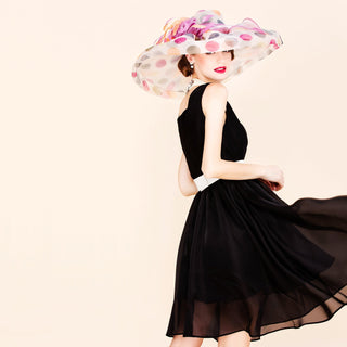 Multicolor Polka Dot Wide Brim Organza Hat | Rosavelle