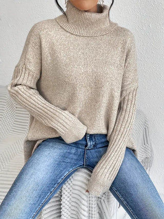 Oversized knit turtleneck everyday jumper for women | Elowen