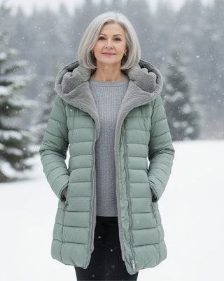 Warm hooded puffer winter coat for women | Olivia