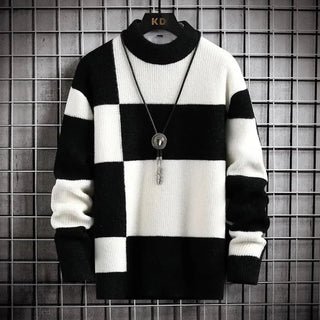 Monochrome Patchwork Sweater – Contemporary Relaxed Silhouette | Apollo