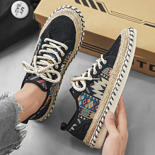 Patterned Lace-Up Sneakers – Contemporary Casual Silhouette | Aztec Nomad