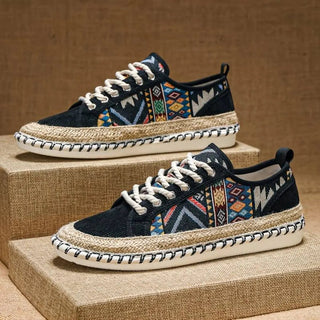 Patterned Lace-Up Sneakers – Contemporary Casual Silhouette | Aztec Nomad