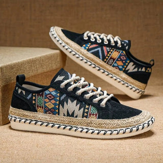 Patterned Lace-Up Sneakers – Contemporary Casual Silhouette | Aztec Nomad