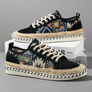 Patterned Lace-Up Sneakers – Contemporary Casual Silhouette | Aztec Nomad
