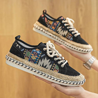 Patterned Lace-Up Sneakers – Contemporary Casual Silhouette | Aztec Nomad