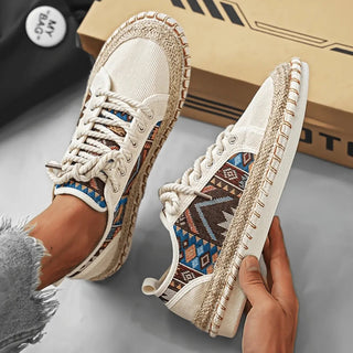 Patterned Lace-Up Sneakers – Contemporary Casual Silhouette | Aztec Nomad