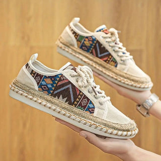 Patterned Lace-Up Sneakers – Contemporary Casual Silhouette | Aztec Nomad