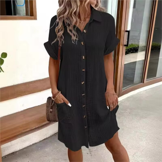 Portofino Linen Button-Down Shirt Dress with Pockets | Portofino