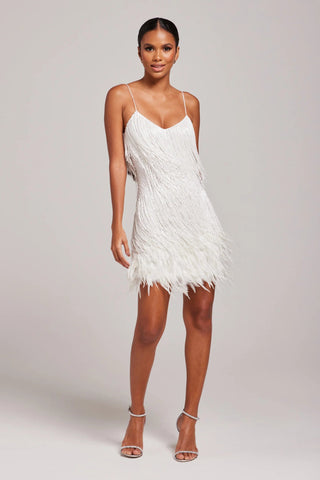 Beaded Fringe Feather Mini Cocktail Dress | Zephyrel