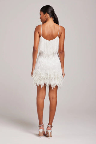 Beaded Fringe Feather Mini Cocktail Dress | Zephyrel