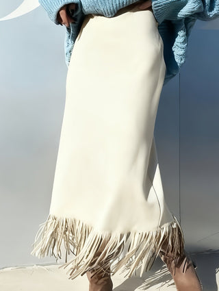 Tassel H-Line Midi Skirt for Women | Elara