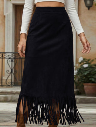 Tassel H-Line Midi Skirt for Women | Elara