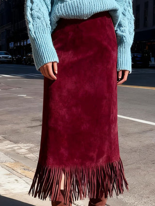 Tassel H-Line Midi Skirt for Women | Elara