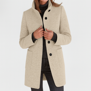 Classic high-collar elegant everyday coat for women | Ava