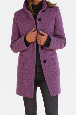 Classic high-collar elegant everyday coat for women | Ava