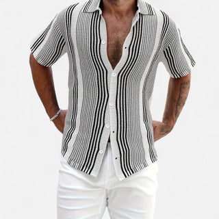 Classic striped button-front warm-weather shirt for men