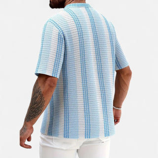 Classic striped button-front warm-weather shirt for men