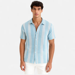 Classic striped button-front warm-weather shirt for men
