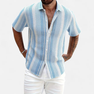 Classic striped button-front warm-weather shirt for men