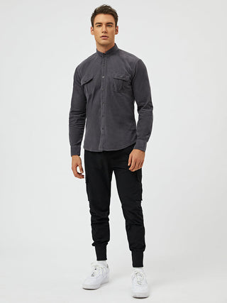Warm straight-cut casual winter shirt for men