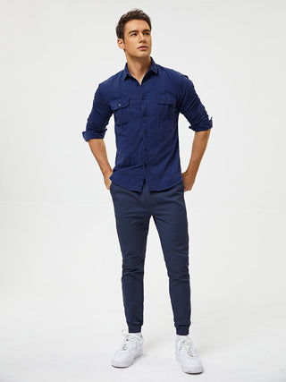 Warm straight-cut casual winter shirt for men