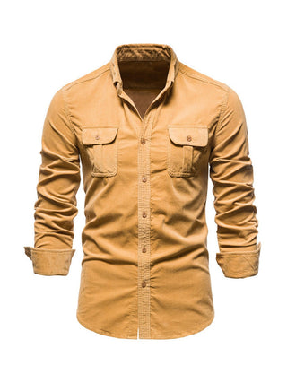 Warm straight-cut casual winter shirt for men