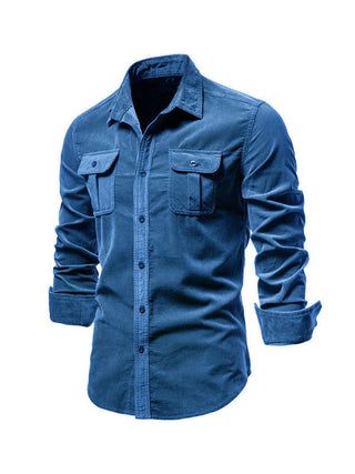Warm straight-cut casual winter shirt for men
