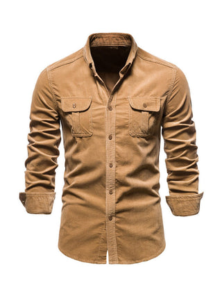 Warm straight-cut casual winter shirt for men