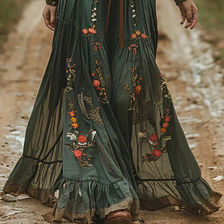 Bohemian Floral Pleated Maxi Dress | Selvara