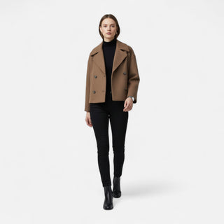 Classic double-breasted wool everyday coat for women