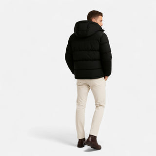 Lightweight hooded insulated puffer jacket for men